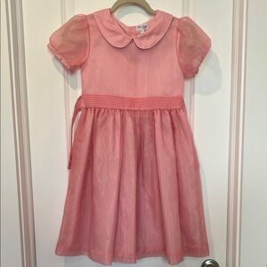 Rachel Riley GIRLS PINK ORGANZA PINTUCK DRESS